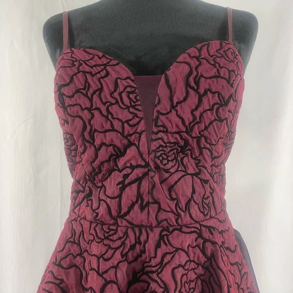 B Darlin fit and flare magenta black short dress floral print, Large,NWT - Picture 2 of 10